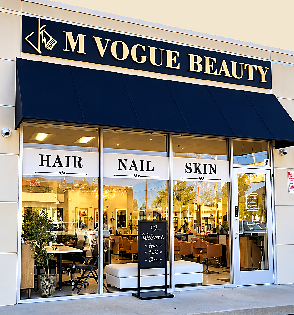 M Vogue Beauty Salon storefront at 12501 Burbank Blvd, Valley Village